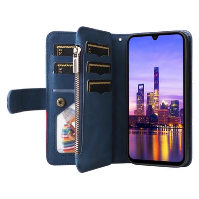 Для Samsung Galaxy A17 5G/A17 4G/A26 5G/A16 5G/A16 4G Кожаный чехол с ремешком, молнией, 9 слотами для карт, подставкой