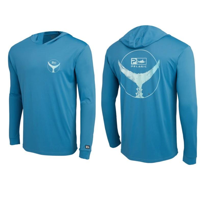 Mens Hooded Quick-Dry Fishing Shirt Outdoor Breathable Sun Protection Top Pelagic Angling Wear