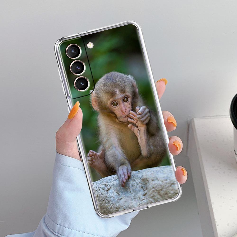 Чехол для телефона Samsung Galaxy S26 S25 S24 S23 S22 Ultra S20 S21 FE 5G Plus Мягкий Прозрачный Чехол Милая Забавная Обезьяна