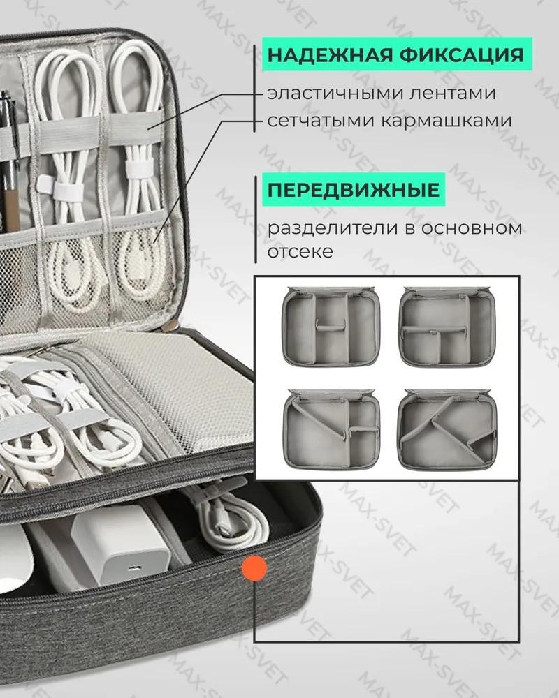 Сумка для хранения кабелей данных Мобильный блок питания Зарядный кабель Дорожная портативная сумка для хранения цифровых аксессуаров Двухслойная