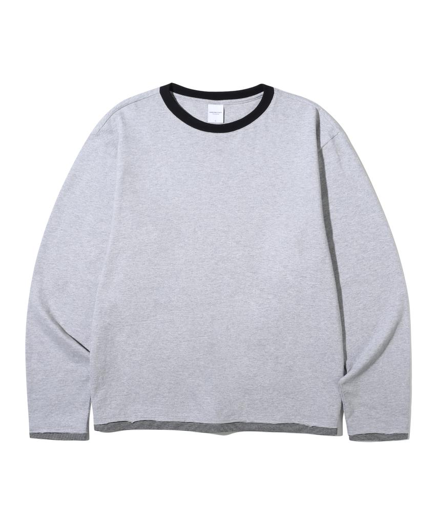 URBANSTOFF Полосатая футболка с длинным рукавом и контрастной горловиной (меланж)