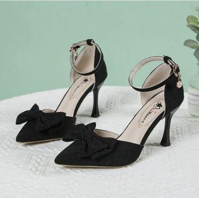 Модные женские туфли-лодочки с острым носком и бантом, на низком каблуке-шпильке, легкие, для вечеринок, летняя мода, сексуальные, новый стиль 2025