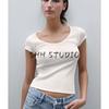 MD Spring/Summer New Arrival Women's Clothing American Casual Minimalist Easiest for Match Lace Trim round Neck Short Sleeve T-shirt Top 6844576