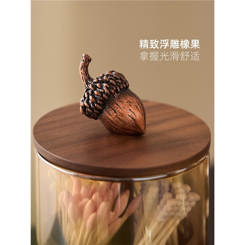 New Light Luxury Black Walnut Toothpick Box Creative Household Storage Jar for Dental Floss Cotton Swab