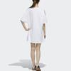 Adidas Платье SS с логотипом, полосками, повседневное, спортивное, свободное, дышащее, с круглым вырезом, коротким рукавом, женские платья, белое, FJ6882