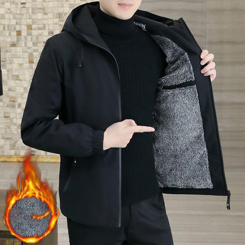 Spring Autumn Men Hooded Jacket Male Outwear Thermal Thick Warm Windbreaker Jacket Men Fashion Casual Coat