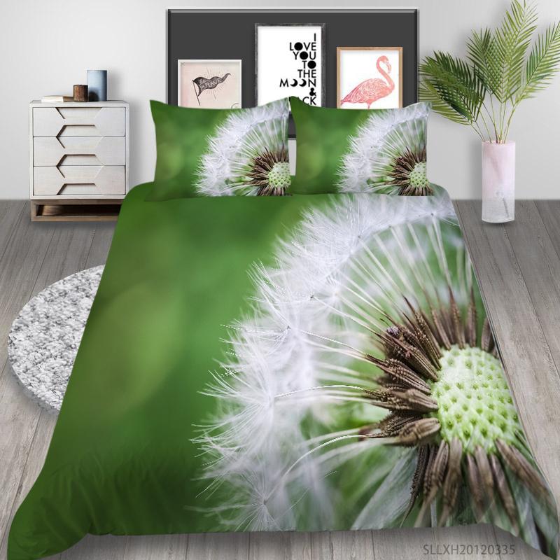 Постельное белье с 3D принтом одуванчика, односпальная двуспальная кровать, полноразмерная наволочка с растительным узором и пододеяльник 2 или 3, удобное украшение для дома
