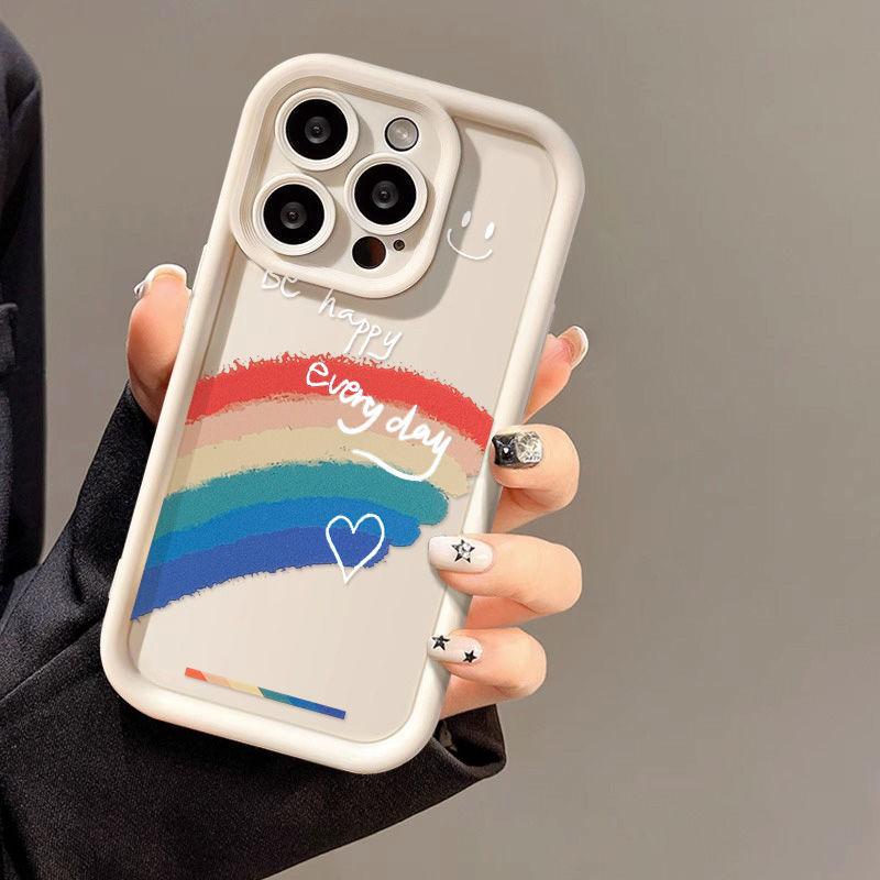 Белый персонаж смайлик радуга для чехла мобильного телефона iPhone17promax 16 Apple 14 матовый 16/15 премиум 13