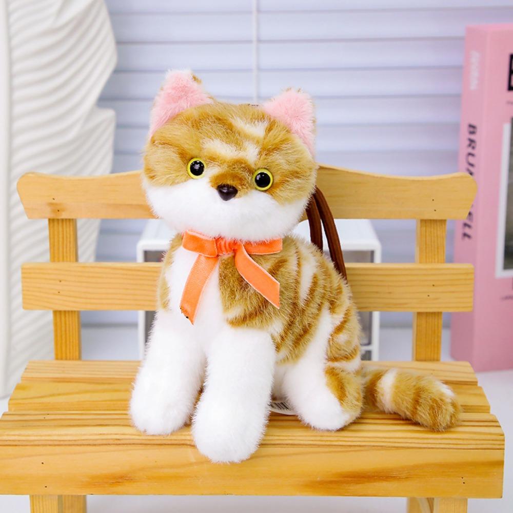 Fluffy Small Cat Plush Keychain Lifelike Simulated Cat Plush Doll Cat Plush Bag Pendant Friend