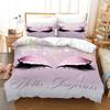 Beautiful Pink Eyelash 3D Printed Bedding Set Soft Duvet Cover King Queen Twin Single Size Birthday Gift Girl Friend Room Decor