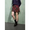 Sancai 2025 Spring Plus Size Retro Plaid High-Waisted A-Line Skirt
