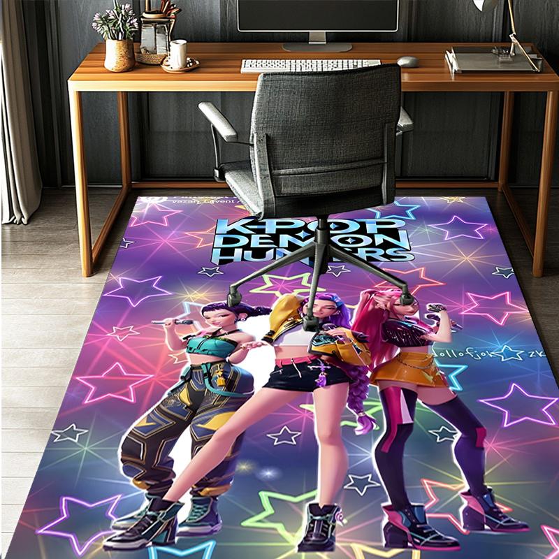 KPop Demon Hunters Pattern Rug, Indoor/Outdoor Mat, for Picnic, Gameroom, Bedroom, Office, Living Room, Home Decor Carpet, Birthday Gift