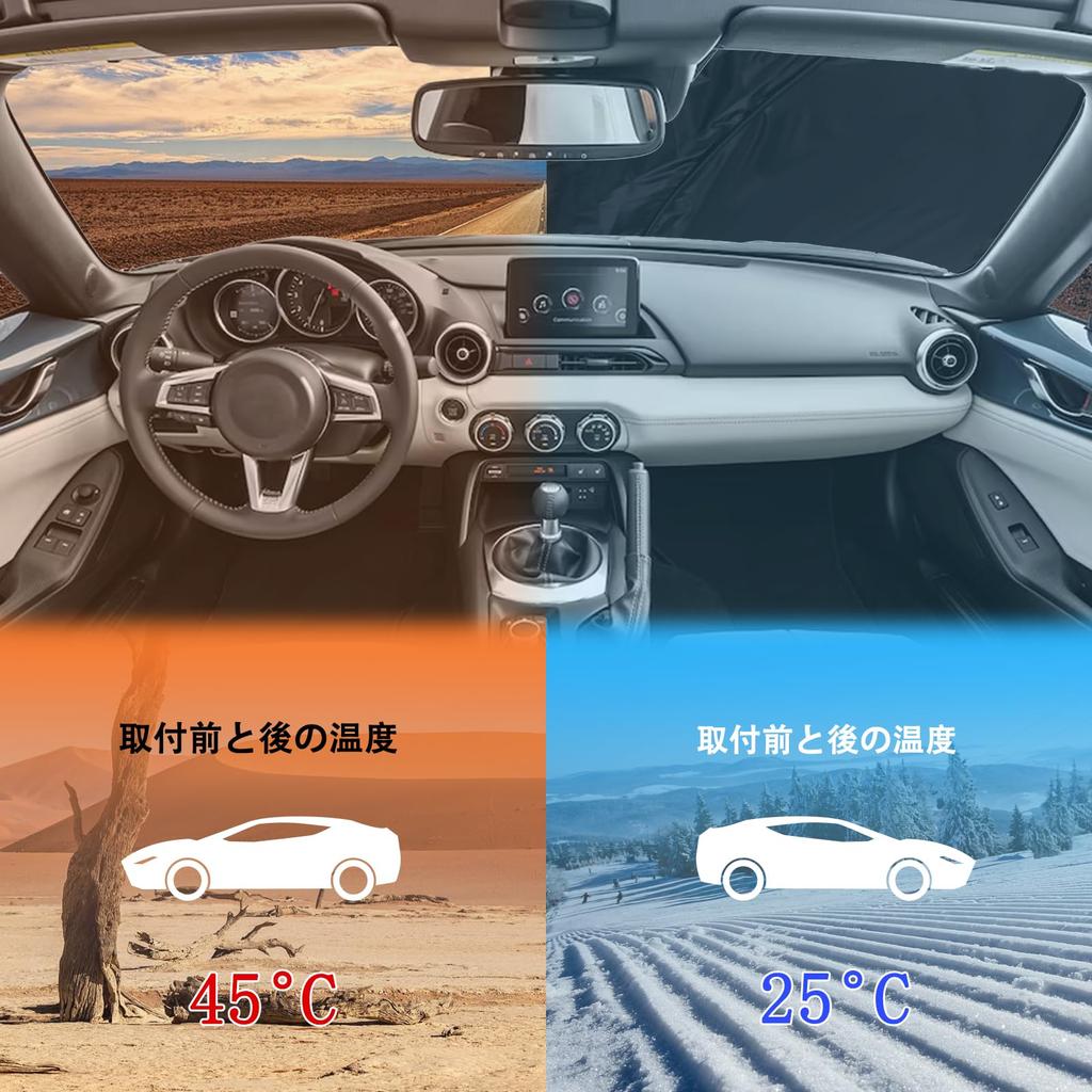 Hcilloend Sunshade for New Mazda Roadster RF ND Series Windshield Blackout Front Car Front UV Sun Includes Storage Easy Car Interior Protection for