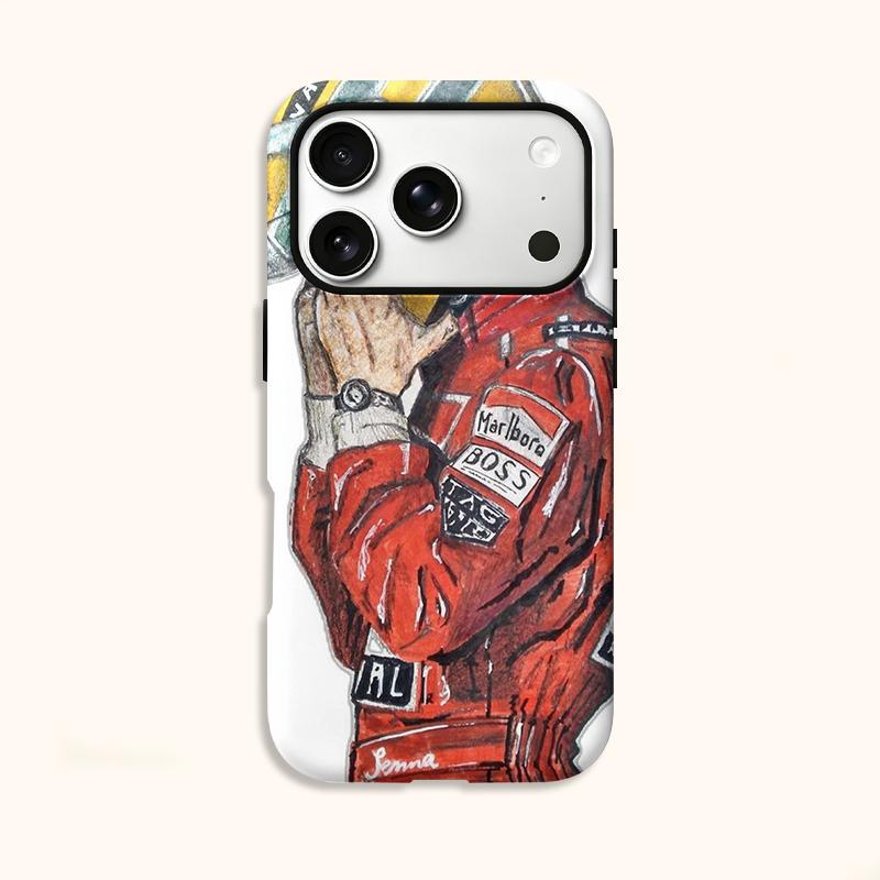 Элитный Премиум Винтажный Ретро Красный Костюм Гонщика F1 Акварельный Эскиз Искусство Кино Эстетика Защитный Ударопрочный Бампер Чехол Для iPhone 14 15 16 Pro Max Plus