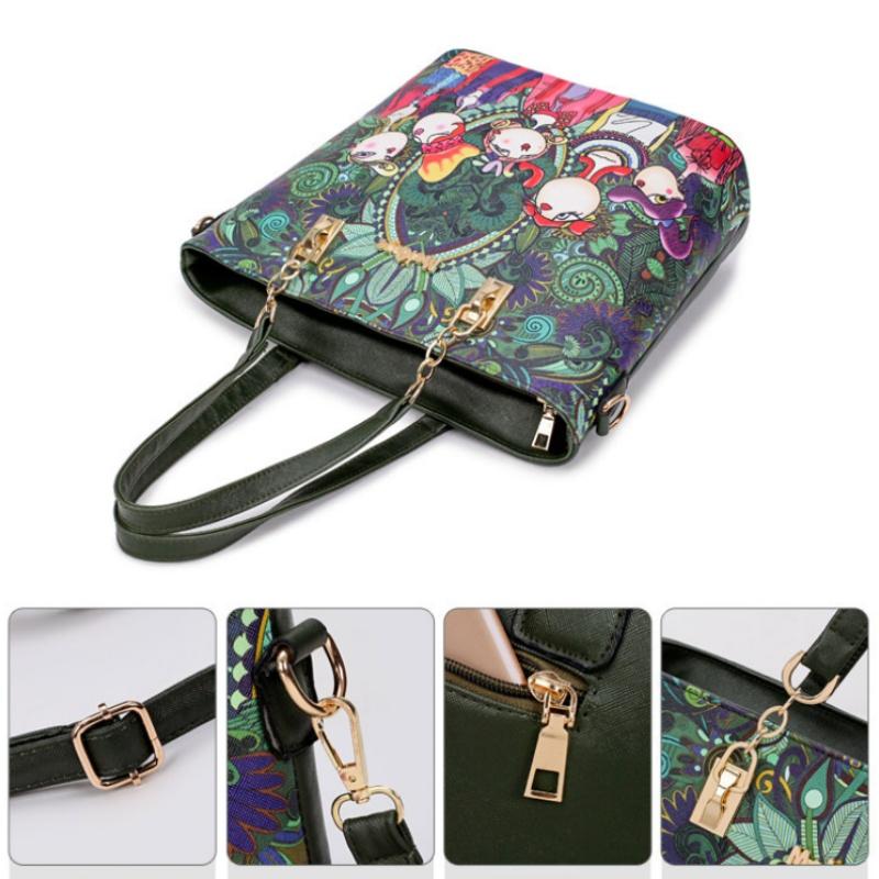 Модный креативный лесной стиль, цифровая печать, комплект женских сумок из 6 предметов, сумка с рисунком персонажа в стиле ретро, ​​сумка через плечо, сумка-тоут, кошелек и сумка для ключей