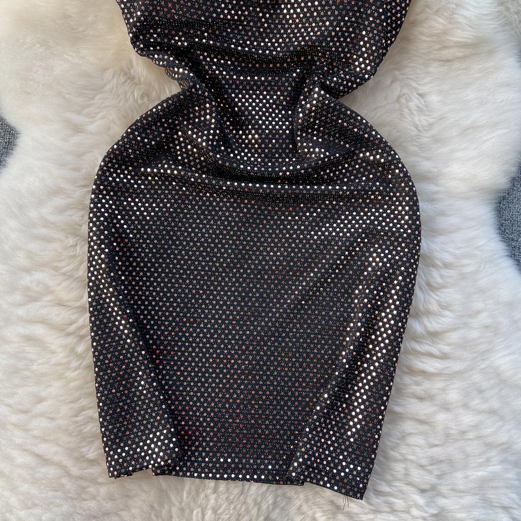 Dress for Women Spaghetti Strap Shinning Exposed Shoulders Falda Sexy Mujer Solid Color Wrapped Vestidos Summer Dropshipping