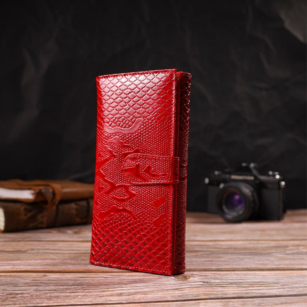 Snake Embossed Lacquered Women's Wallet CANPELLINI 21850 Red