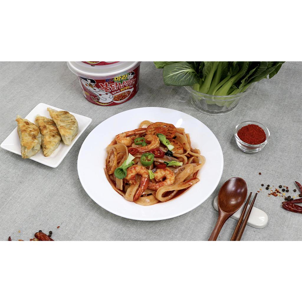 Samyang Лапша БУЛДАК Сухая острая острая с курицей плоская стеклянная 155,6г (2 варианта)