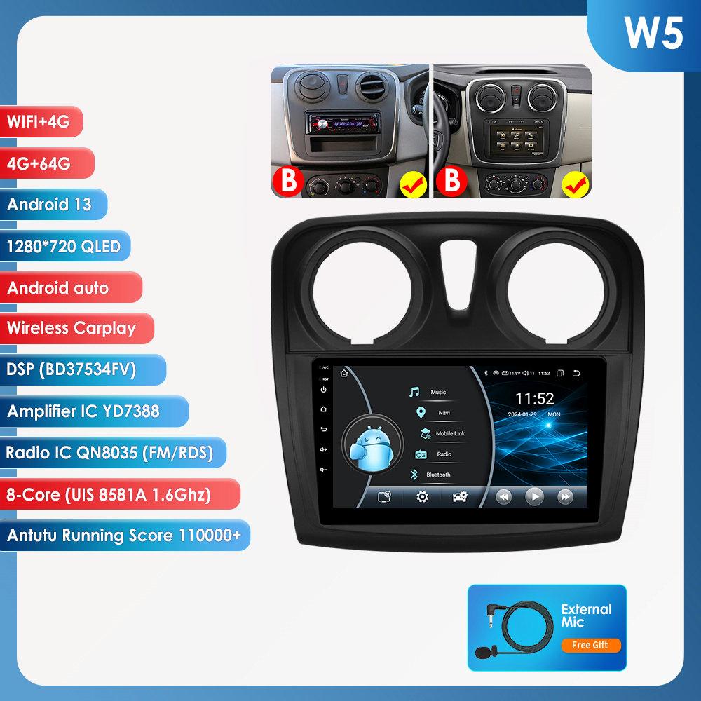 Hizpo Carplay 4G Android 13 автомобильное радио для Renault Logan 2 2014 - 2019 Sandero 2 мультимедийный видеоплеер GPS 2din Автомагнитола 7862 интеллектуальный экран