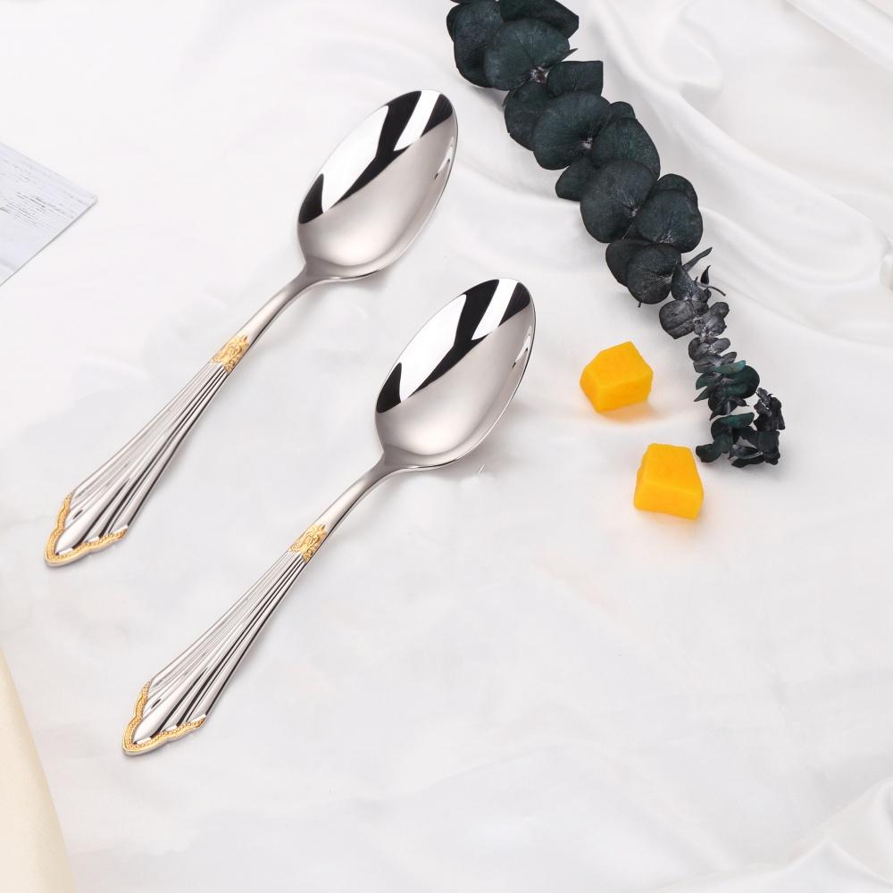 8.39 "Luxury Gold Plated Glossy Dinner Spoon Set Stainless Steel 18-10 Extra Large Table Spoon Dishwasher Safe 2/3/4/5/6 Pieces4