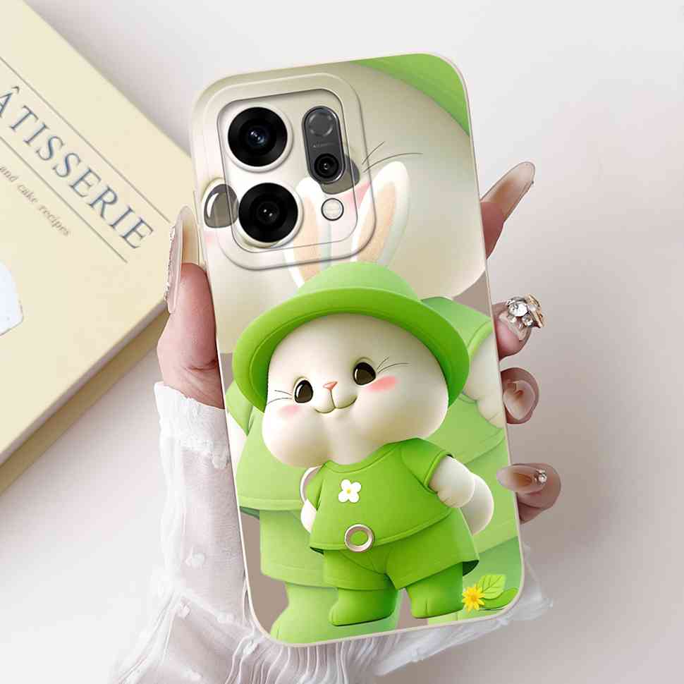Для Oppo Reno14 5G PLA110 Чехол Милый Кролик Подсолнух Мягкий Силиконовый Чехол Для Oppo Reno 14 CPH2737 6.59" Защитные Чехлы Coque