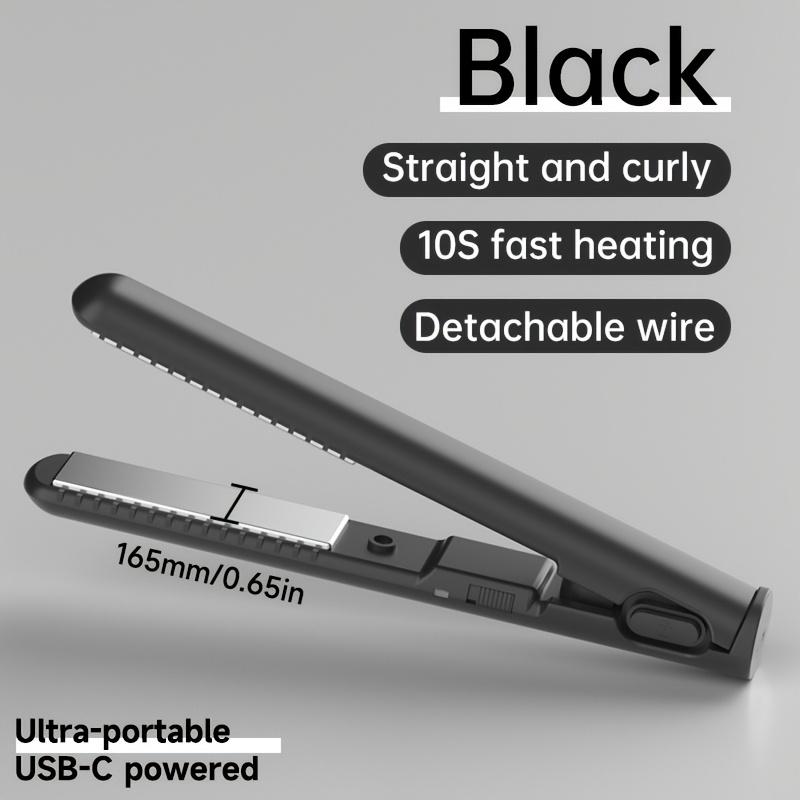 2-in-1 Straightener and Curler, USB-powered Mini Shaper, Dual-use, Anti-scalding, Portable Travel, Frizz Free, Shinier and Smoother