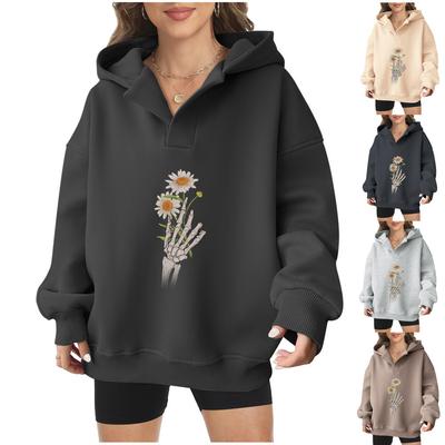 2025 новый европейский и американский женский худи на Хэллоуин с рисунком спереди и сзади, зимний флисовый, свободный, повседневный