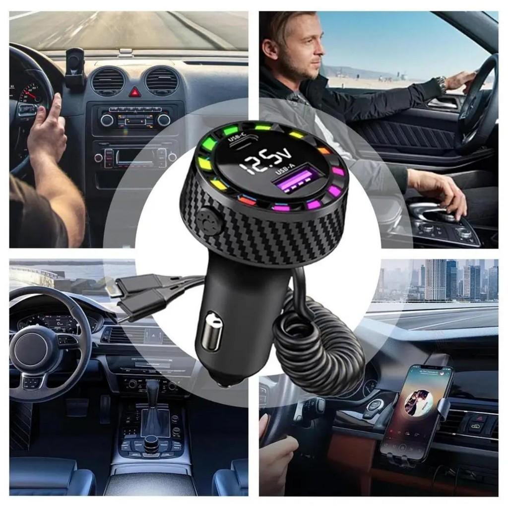 7-Color RGB Car Charger with LED Voltage Display, Dual 3.1A USB Fast Charging for All Vehicles