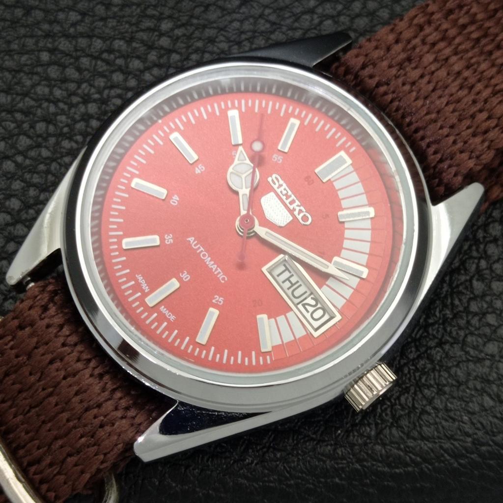 VINTAGE REFURBISHED SEIKO 5 AUTOMATIC 6309A JAPAN MENS RED DIAL WATCH a440747-4 Sk-a440747