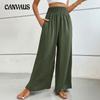 Летние женские брюки, однотонные свободные расклешенные широкие брюки