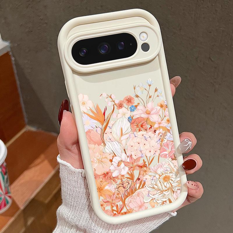 Hydrangea Peony Flower Pattern Case For Google Pixel 10 Pro XL Shockproof Bumper Silicone Cover For Pixel 9A 9 8 7 Pro 8A 7A