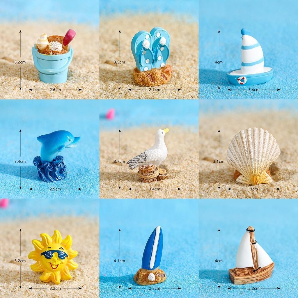 Charming Resin Surfboard Sailboat Seagull Seashell Beach Decor Miniatures Modern