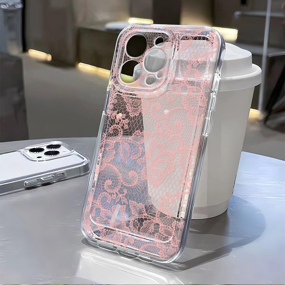 Белый и розовый чехол для телефона с цветочным узором и кружевом для Samsung Galaxy A15 A16 A05 A21S A54 A55 A56 A35 M23 M33 M54 M55 Прозрачная крышка