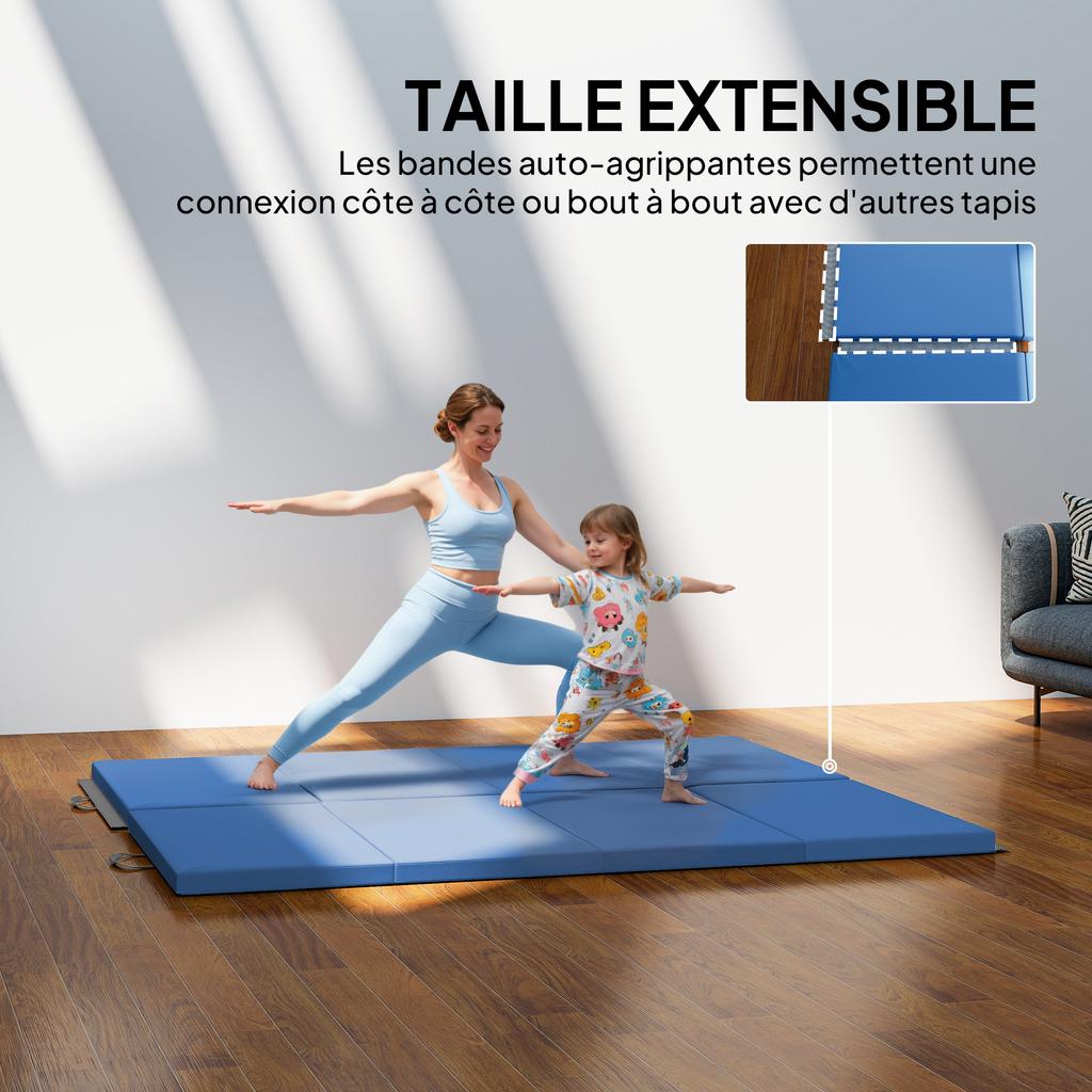 Foldable Gymnastics Mat, 180 x 80 x 5 cm, Light Blue