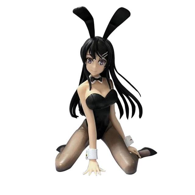 10cm Anime Figure Sakurajima Mai Sexy Bunny Girl Black Silk Detachable Model Toy PVC Kneeling Posture Doll Gift Collect Ornament