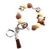 Highland Cow Silicone Tassels Keyring Durable Silicone Beaded Wrist Lanyard with Highland Cow Accent Keychain Pendant