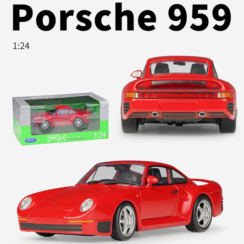 Масштаб 1/24 WELLY Porsche 959, модель автомобиля из сплава, литье под давлением, металлические игрушечные автомобили, модель автомобиля, коллекция высокой имитации, детские подарки