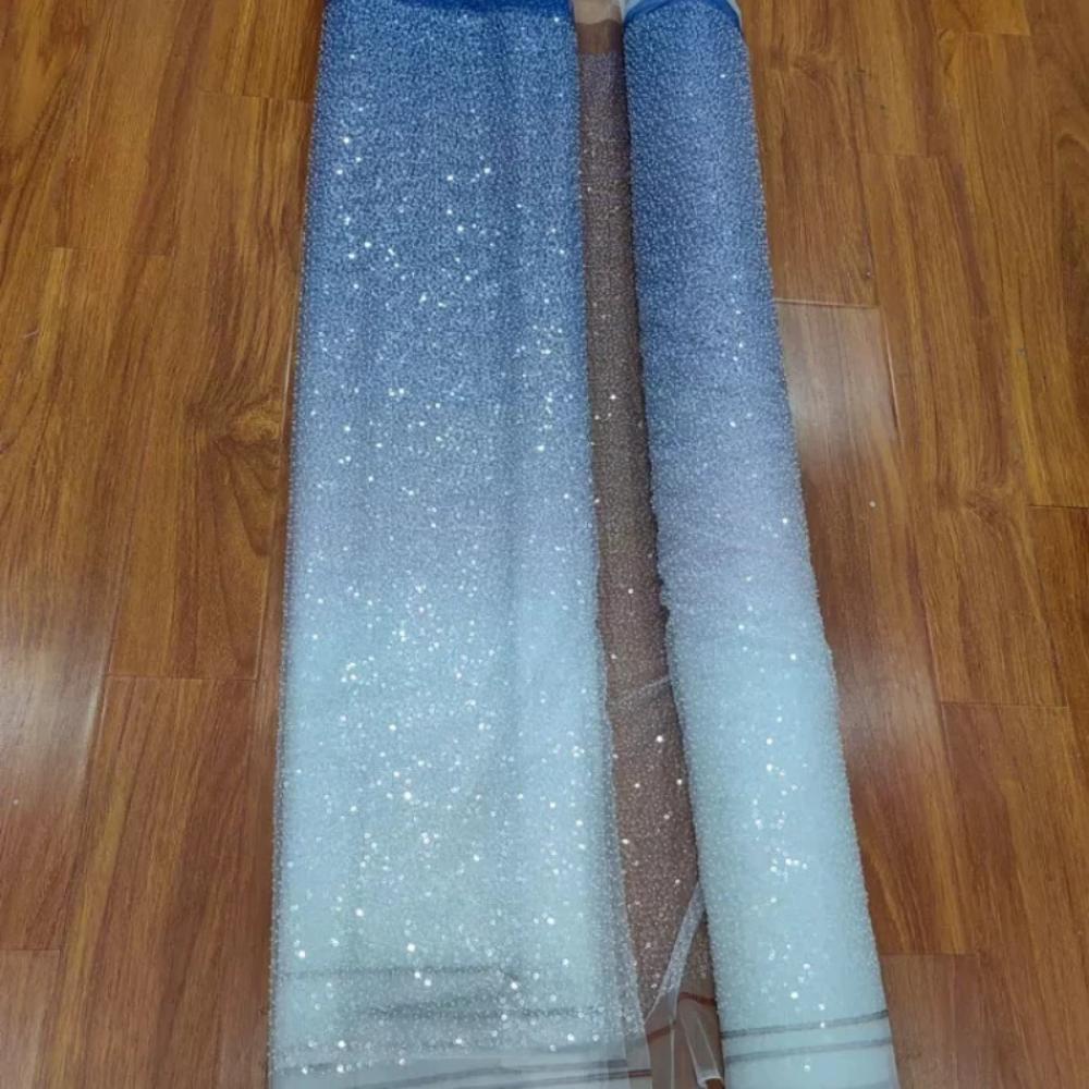 Gradient Sequin Embroidered Mesh Fabric for DIY Sewing Handmade Wedding Dress Performance Costume Clothing Fashion Cloth