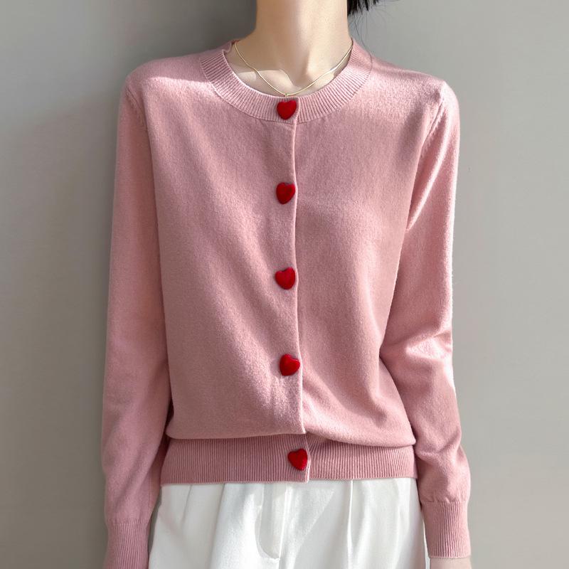 Женский вязаный кардиган с круглым вырезом Andy Cashmere, осенняя коллекция 2025 - Корейский стиль