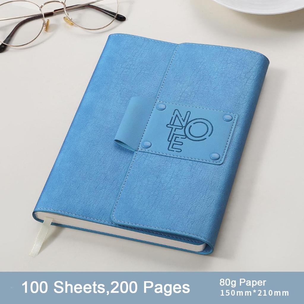 A5 Leather Student Subject Notebook, Thick Diary, Buckle Work Notebook, Business Meeting Record Book, Excerpt Book, Lined Pages, Travel Diary