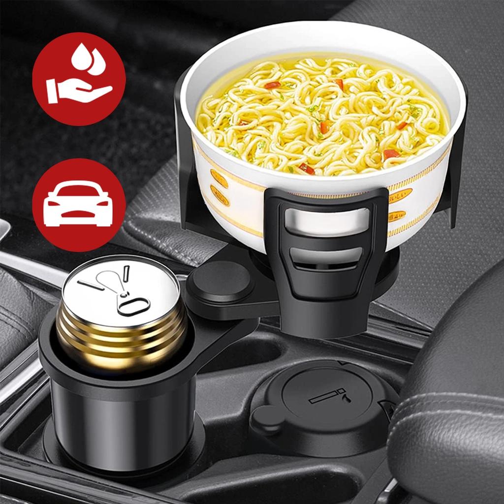 Cupholder™ Car Cup and Bottle Holder with Phone and Tablet Holder, 360° Adjustable and Stable, Mounts in the Car Cup Holder - Black