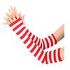 Women Striped Elbow Gloves Winter Knitted Arm Warmers Goth Punk Fingerless Gloves Stretchy Mittens with Thumb Hole for Daily Wear Cosplay