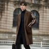 Среднее и длинное шерстяное пальто, двухсторонняя кашемировая куртка, высококачественный осенне-зимний шерстяной тренчкот длиной до колена, мужской, красивый