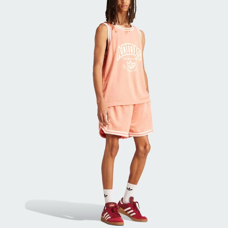 Adidas Оригинальный Vrct Letter Logo Print Повседневный Удобный Дышащий Круглый Вырез Без Рукавов Жилет Мужской Топы Глинисто-Розовый IS2899