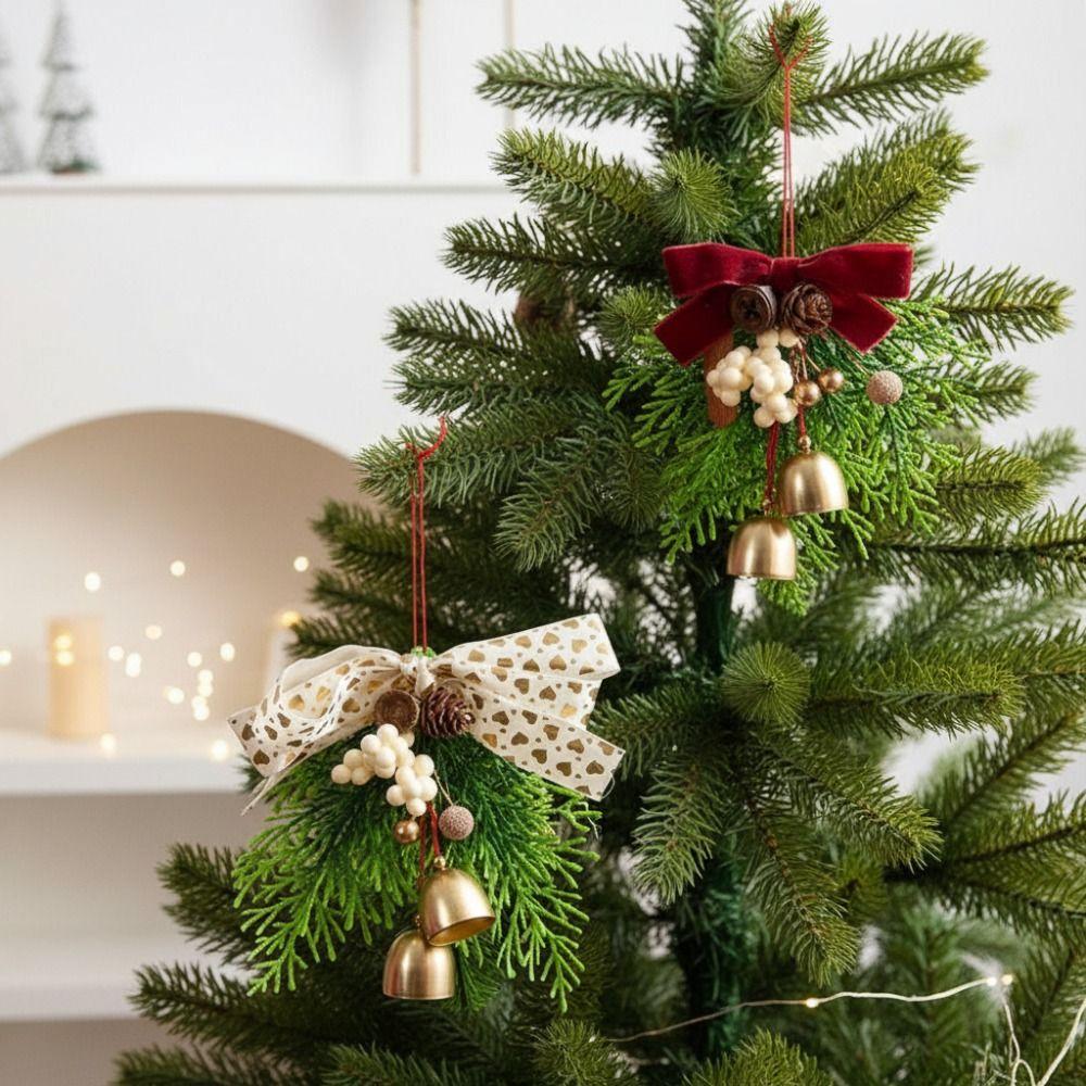 Креативный Рождественский Колокольчик Подвеска 3D Чистый Звук Рождественские Подвесные Украшения Бархатный Бант Искусственная Сосна Рождественские Звоночки