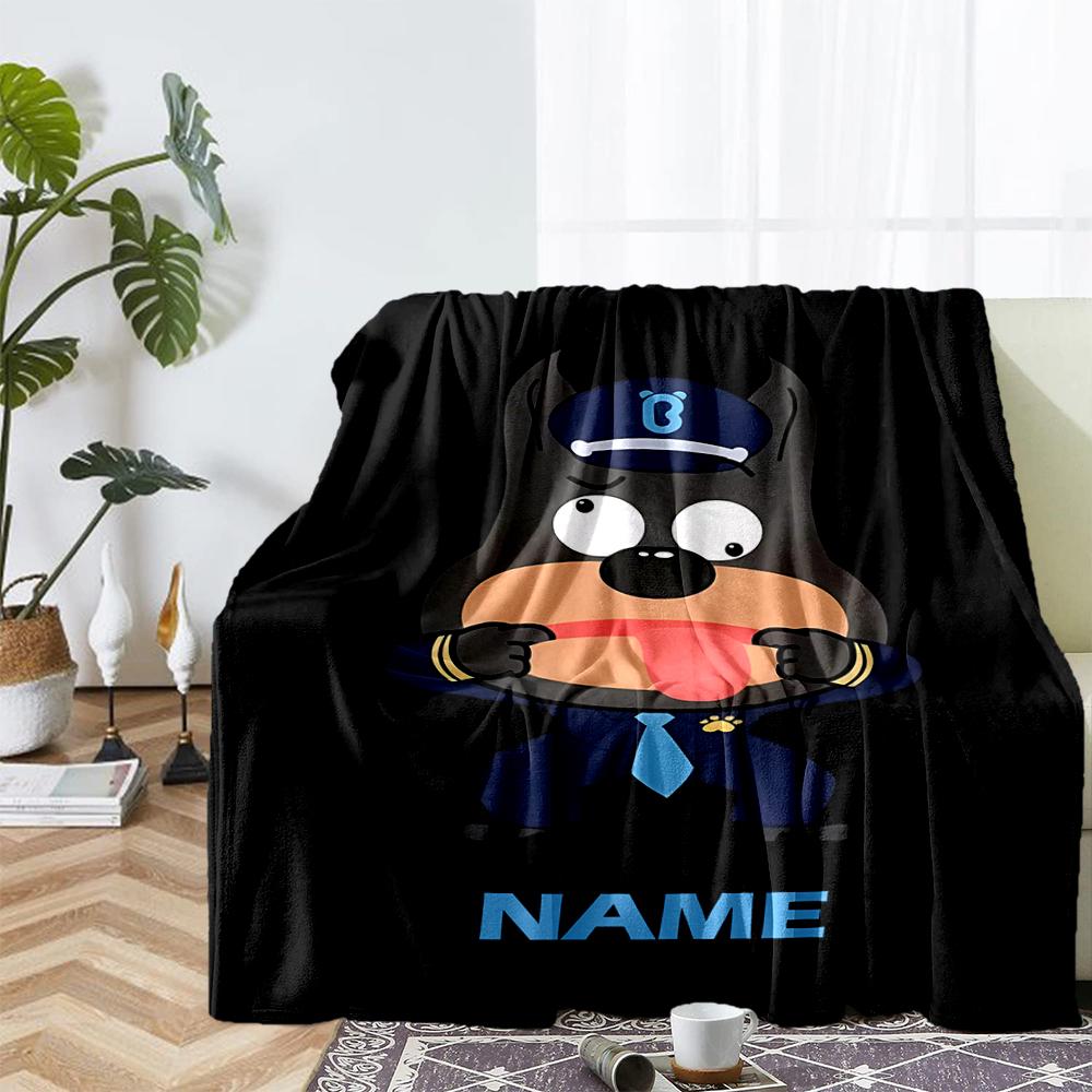 Custom Name Sheriff Labrador Theme Printed Blanket - Perfect for Couch, Bed, Travel & Outdoor Use | Machine Washable, Cozy & Durable.