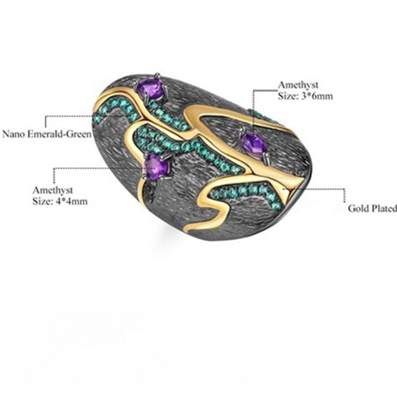 Модное кольцо с листом аметиста для женской помолвки