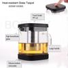 BORREY Clear Glass Teapot Teacup Set Heat Resistant Square Glass Teapot With Tea Infuser Puer Oolong Tea Kettle Office Tea Cup