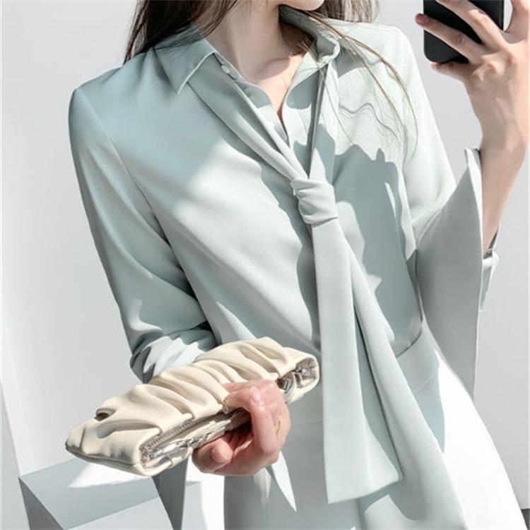 Blusa Mujer Moda Verano Elegante Blusa Femenina Manga Larga Top Chic Blanco