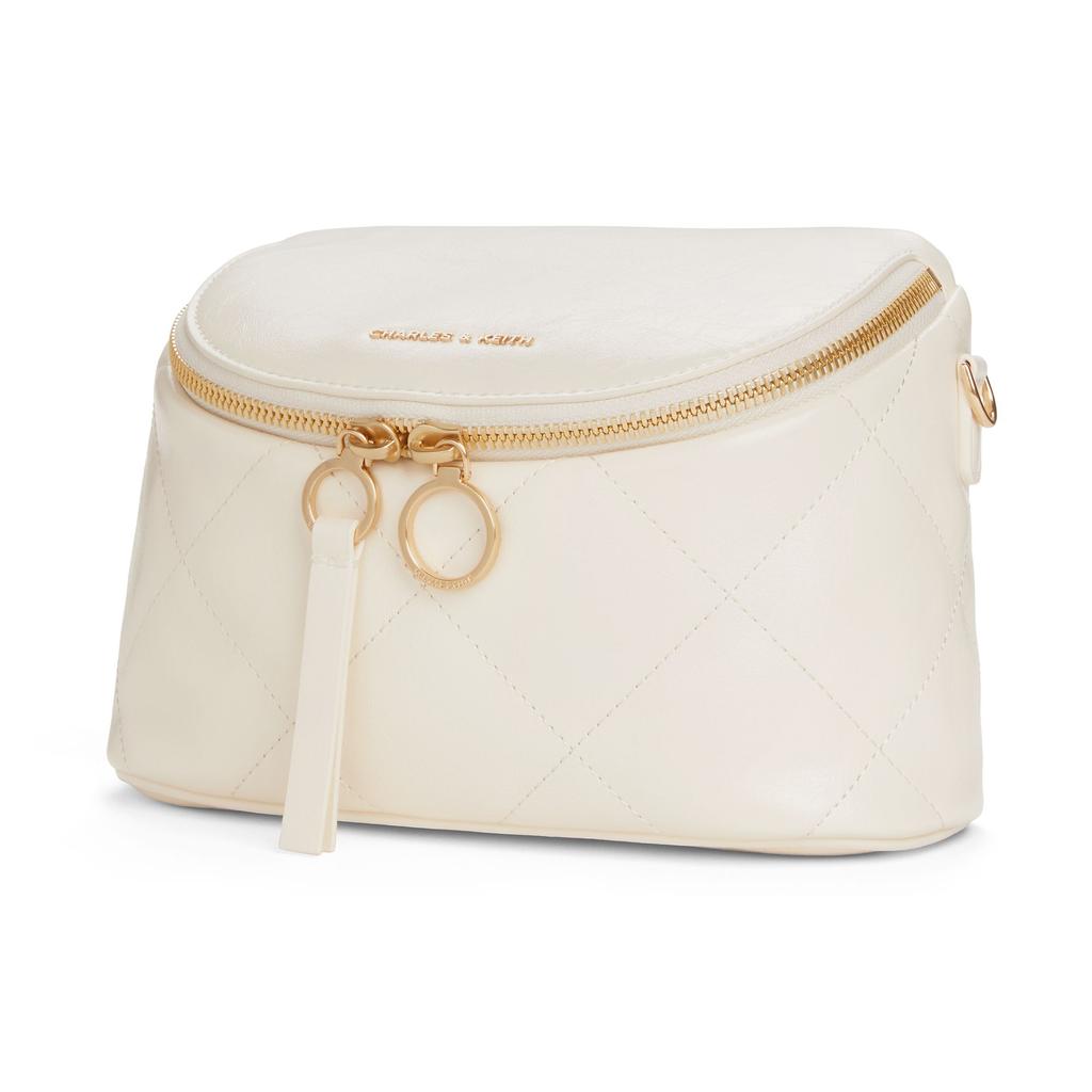 Charles & Keith Soft Diamond Quilted Chain Shoulder PU Crossbody Bag Small Women bags Black Cream Pink CK2-80151406
